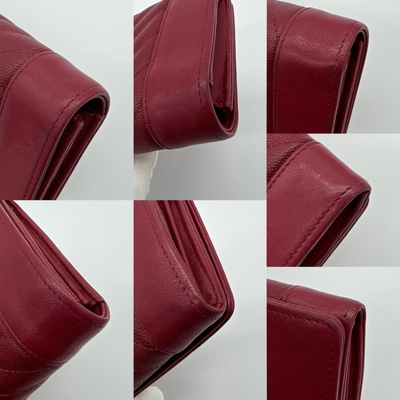 Authentic Chanel red chevron caviar flap long wallet - Picture 14 of 16